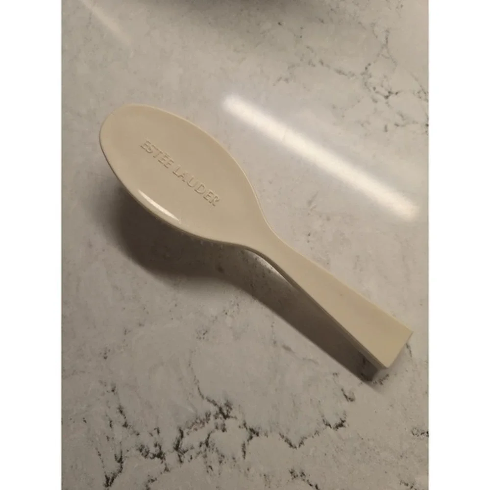 Vintage Estee Lauder Hair Brush Ball Tipped Small Travel Purse White Plastic‎